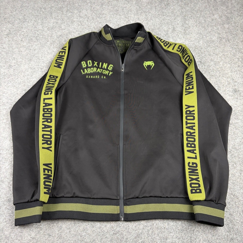 Venum Boxing Laboratory Jacket Mens Large Black Green Full Zip Track Jacket